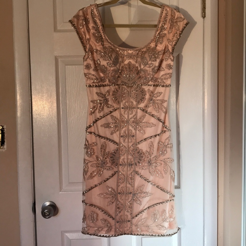 Sue Wong Nocturne Light Pink Beaded & Sequin Dress